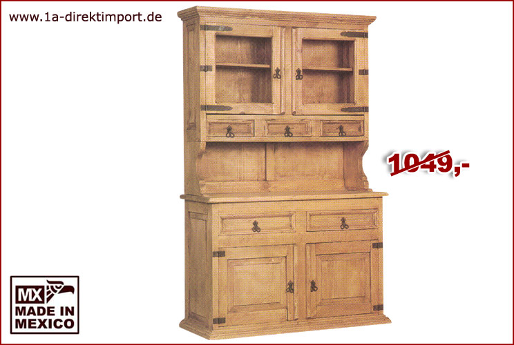 MEXICO Sideboard mit Aufsatz, Buffet Büfett Buffetschrank Vitrine